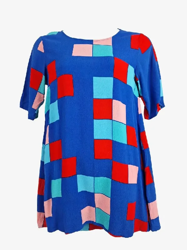 Mister Zimi Cobalt Colour Block Shift Mini Dress Size 12 Chic Tropical Mini Dress