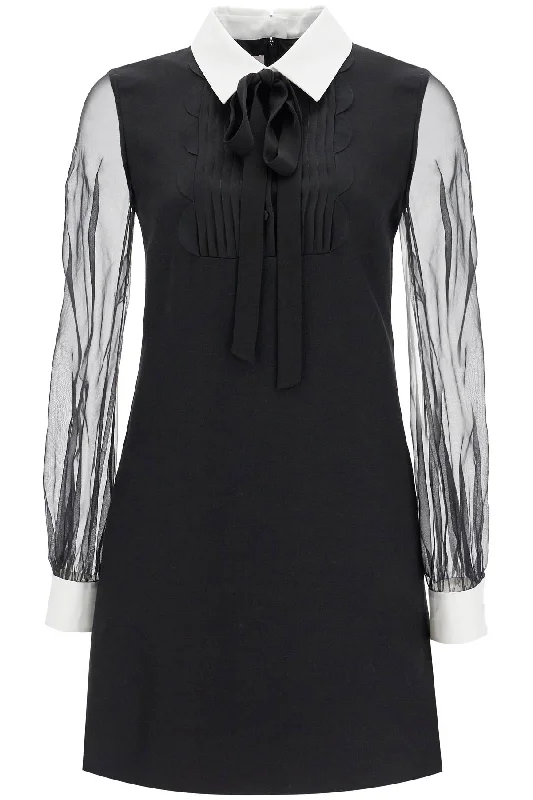 'mini Dress In Crepe Couture  - Black Fashionable Mini Dress with Pockets