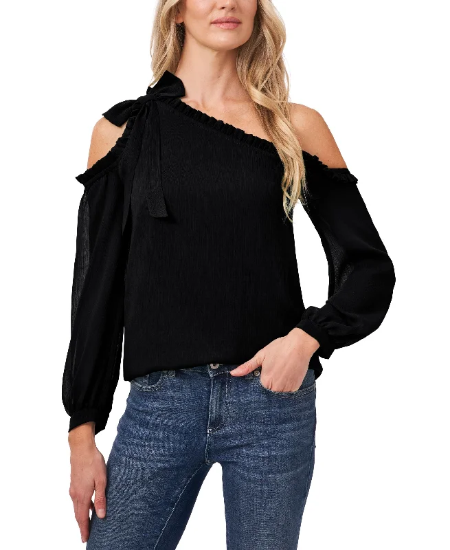 Women's 3/4 Sleeve Ruffle-Sleeve V-Neck Blouse Gathered Detail Blouse