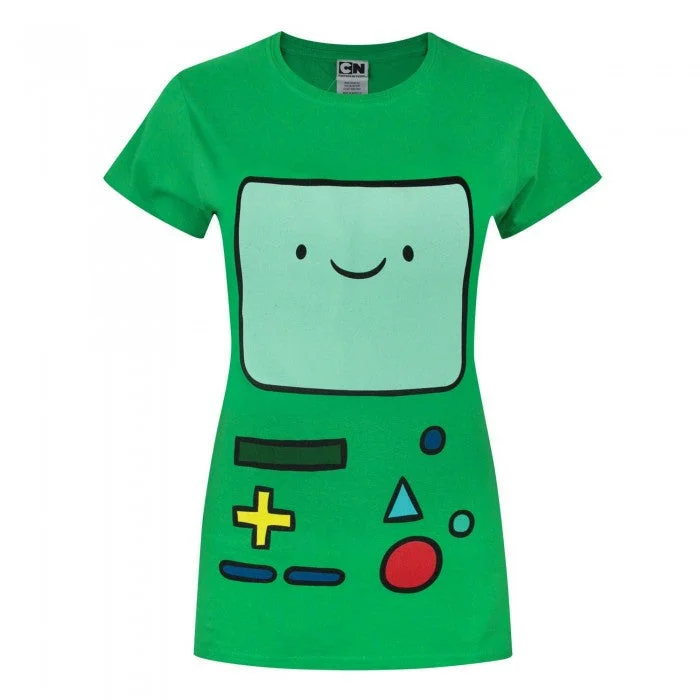 Adventure Time Womens/Ladies BMO T-Shirt-- Collared T-Shirt Boat Neck A-Line