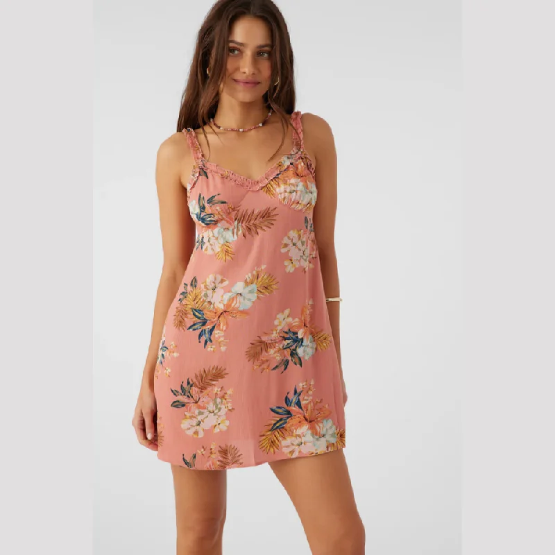 Luella Punta Tropical Mini Dress Fashionable Lace-Trim Mini Dress
