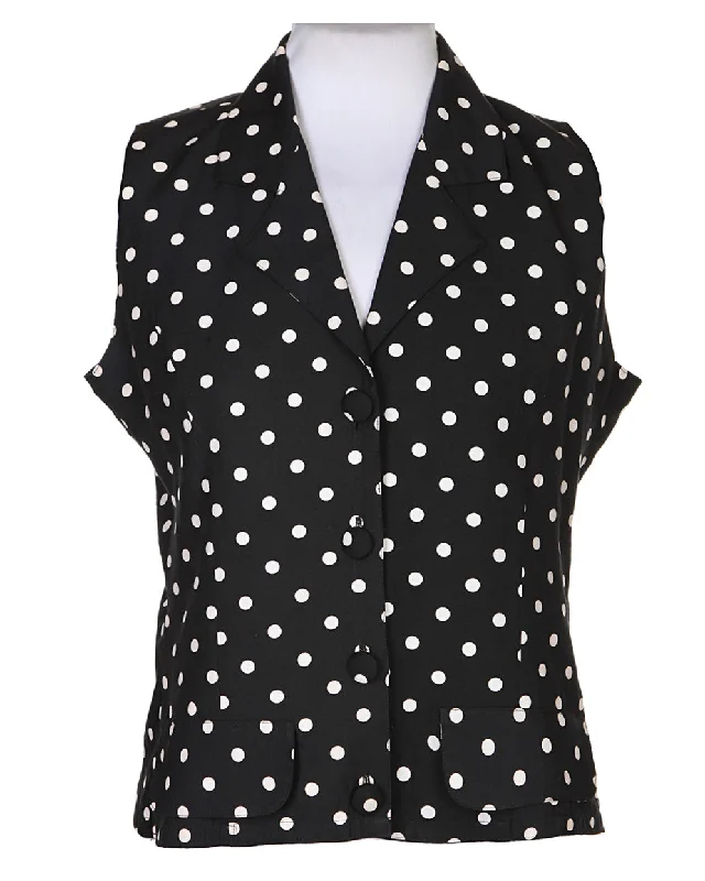 Black Patterned Sleeveless Blouse - S Lightweight Tunic Blouse