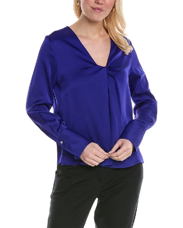 Hugo Boss Bidinta Silk-Blend Blouse Chic Ruffle Blouse