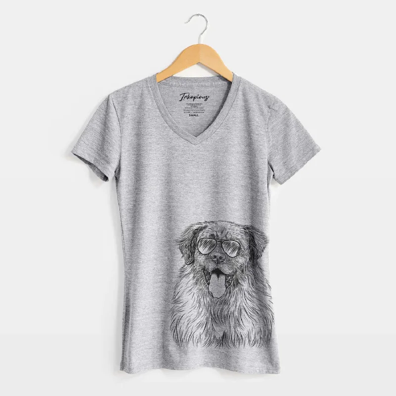 Aviator Bamboo the Leonberger - Women's V-neck Shirt-- Front Pockets Side Pockets Patch Pockets Aviator Bamboo the Leonberger - Women's V-neck Shirt-- Front Pockets Side Pockets Patch Pockets