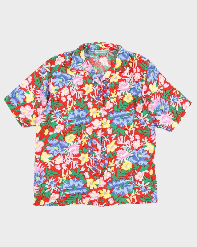 Vintage 90s Boston Girls Floral Blouse - L Stylish Wrap Blouse