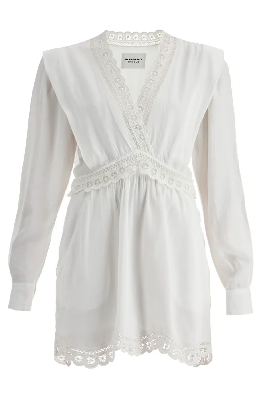 Mini Dress Felie  - White Stylish Button-Down Mini Dress