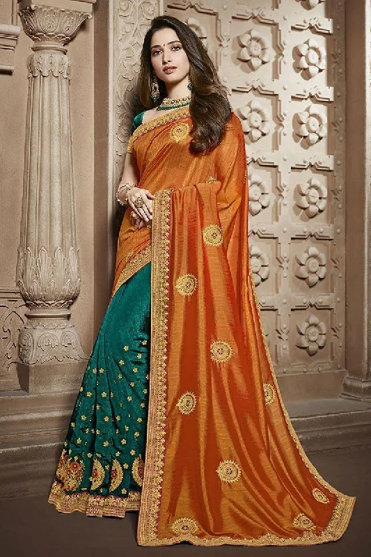 Orange Rangoli Silk Saree With Blouse Piece Casual Relaxed Blouse