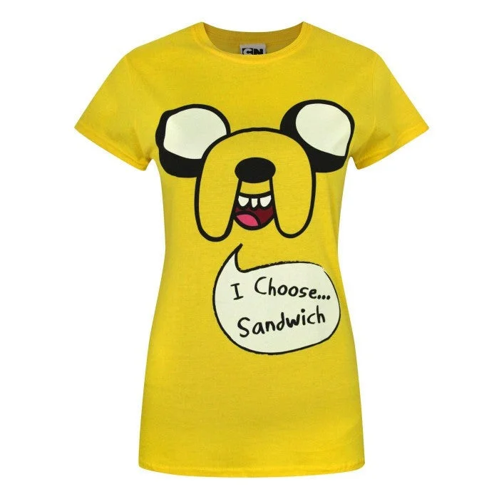 Adventure Time Womens/Ladies Jake I Choose Sandwich T-Shirt-- Ribbed T-Shirt High Neck Heavyweight