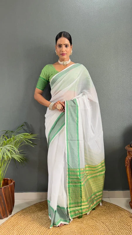 Malishka Export Cotton Printed Ready To Wear Saree With Blouse Piece - Green Chic Square Blouse Malishka Export Cotton Printed Ready To Wear Saree With Blouse Piece - Green Chic Square Blouse