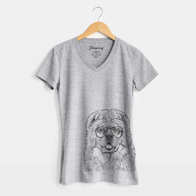 Aviator Baloo the Chow Chow - Women's V-neck Shirt-- Zippered Front Buttoned Front Snap Front Aviator Baloo the Chow Chow - Women's V-neck Shirt-- Zippered Front Buttoned Front Snap Front