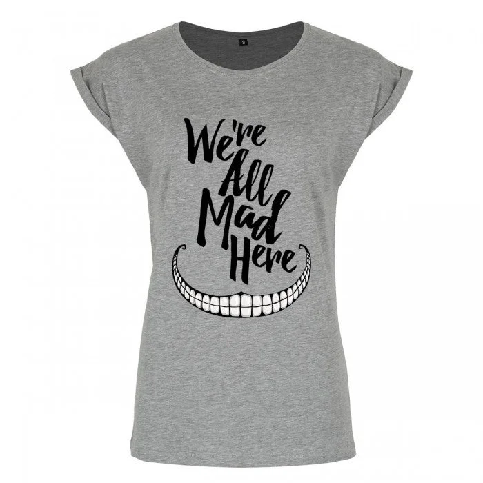 Grindstore Womens/Ladies We`re All Mad Here Premium T-Shirt-- Ribbed Striped Patterned Grindstore Womens/Ladies We`re All Mad Here Premium T-Shirt-- Ribbed Striped Patterned