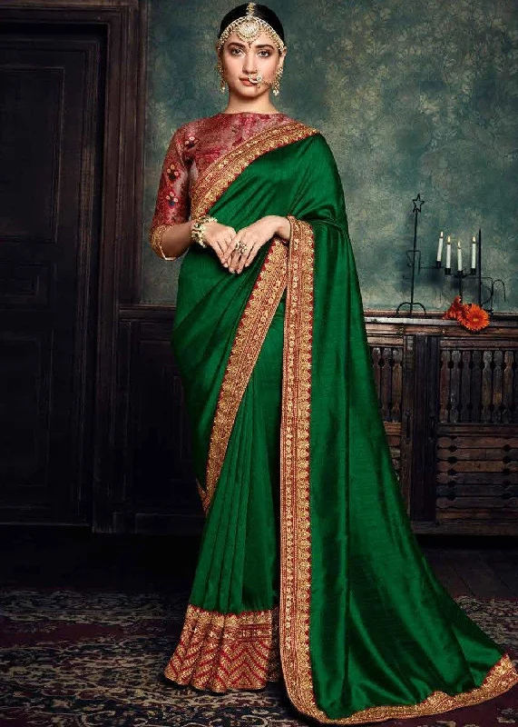 Green Rangoli Silk Saree With Blouse Piece Smart Business Blouse