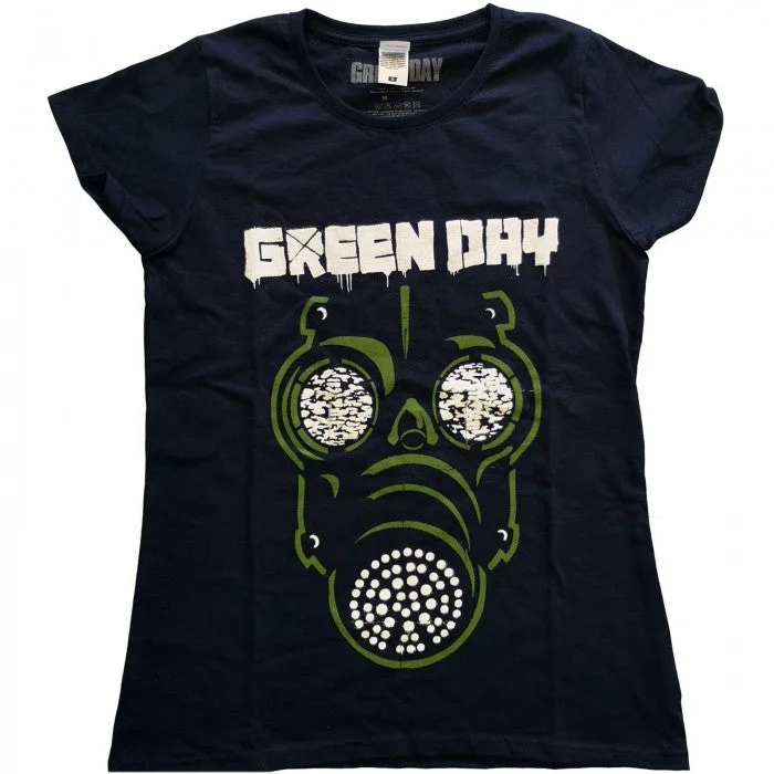 Green Day Womens/Ladies Green Mask Cotton T-Shirt-- Houndstooth Herringbone Solid