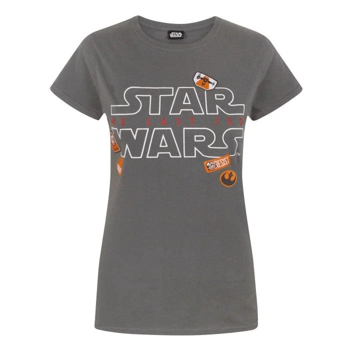Star Wars Womens/Ladies The Last Jedi Badges T-Shirt-- Mesh Fabric Canvas Fabric Denim Fabric Star Wars Womens/Ladies The Last Jedi Badges T-Shirt-- Mesh Fabric Canvas Fabric Denim Fabric