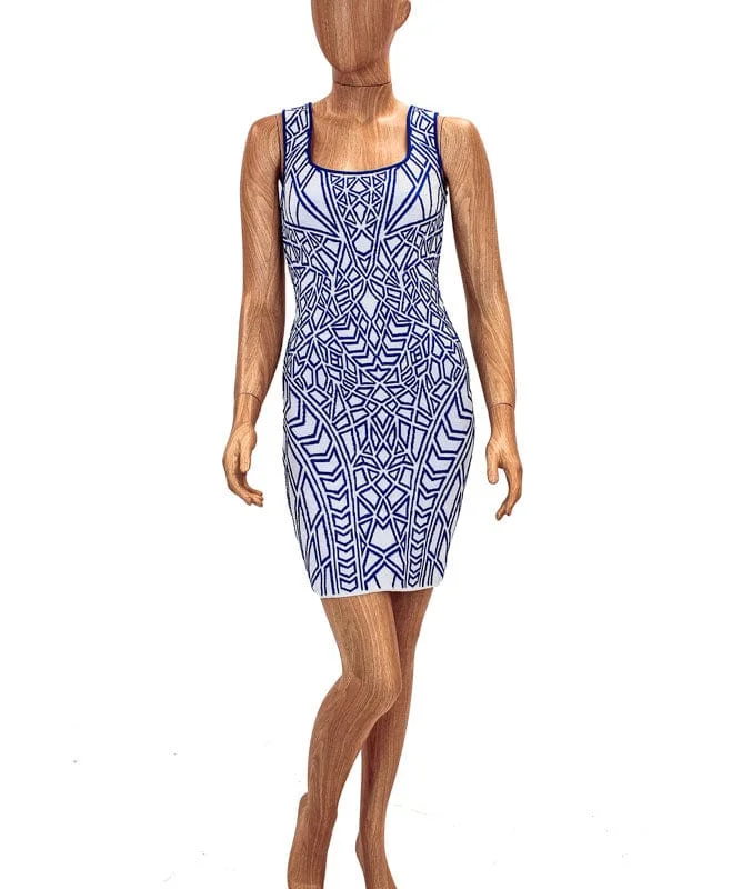 Jacquard Bodycon Mini Dress Cozy Knitted Mini Dress