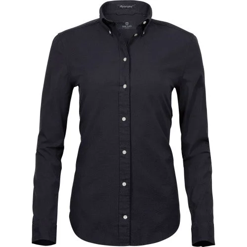 Tee Jays Womens/Ladies Perfect Oxford Shirt-- Beaded Sequined Faux Fur