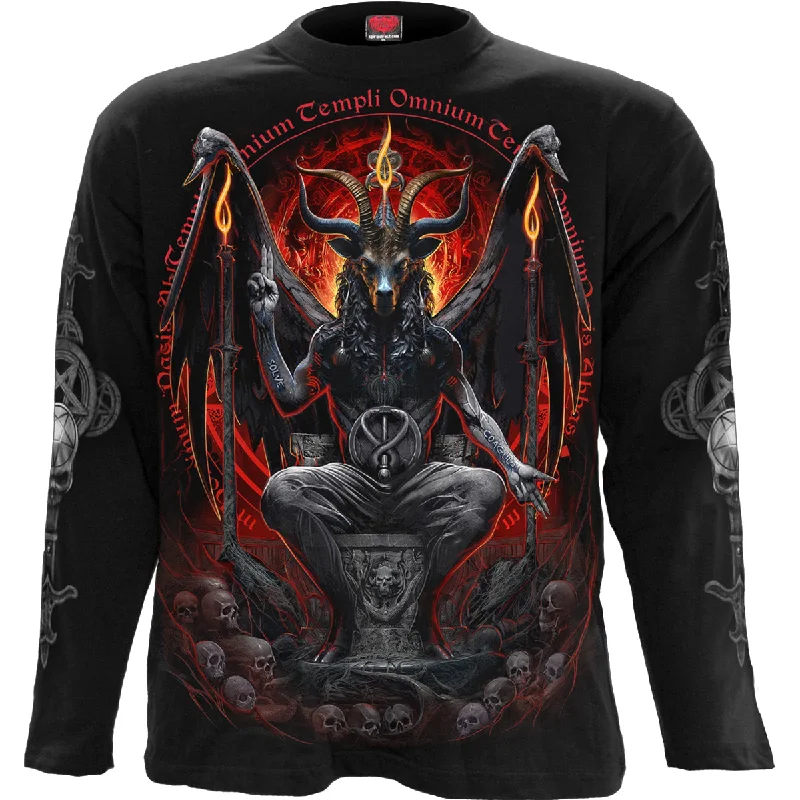 BAPHOMET - Longsleeve T-Shirt Black-- Denim Fabric Leather Fabric Suede Fabric