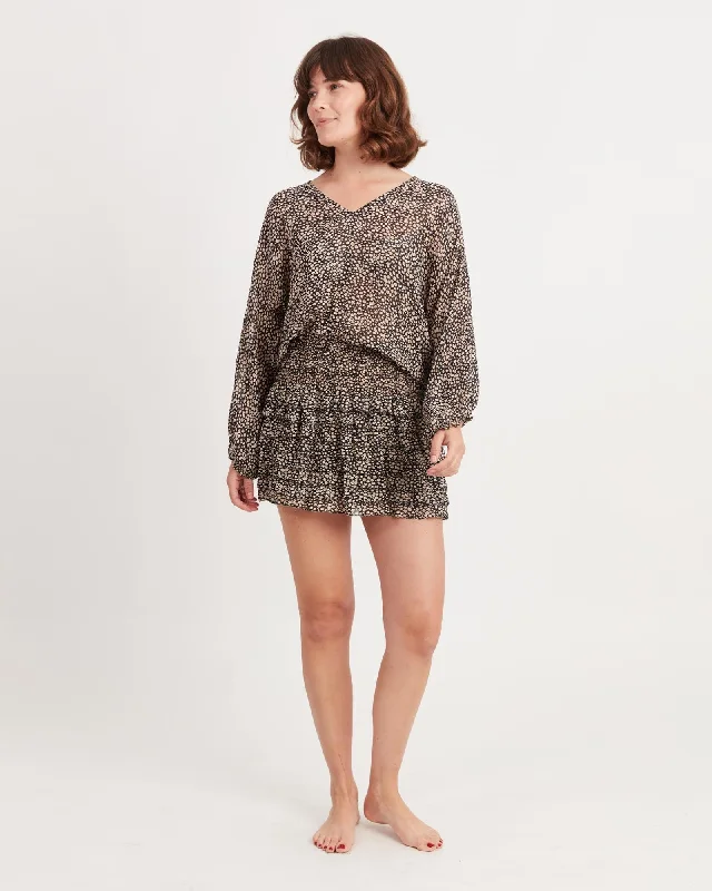 Silk Spotted Mini Dress Fashionable Lace-Trim Mini Dress