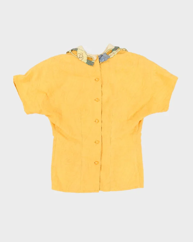 Vintage 1990s Yellow Collared Blouse - S Everyday Stylish Blouse