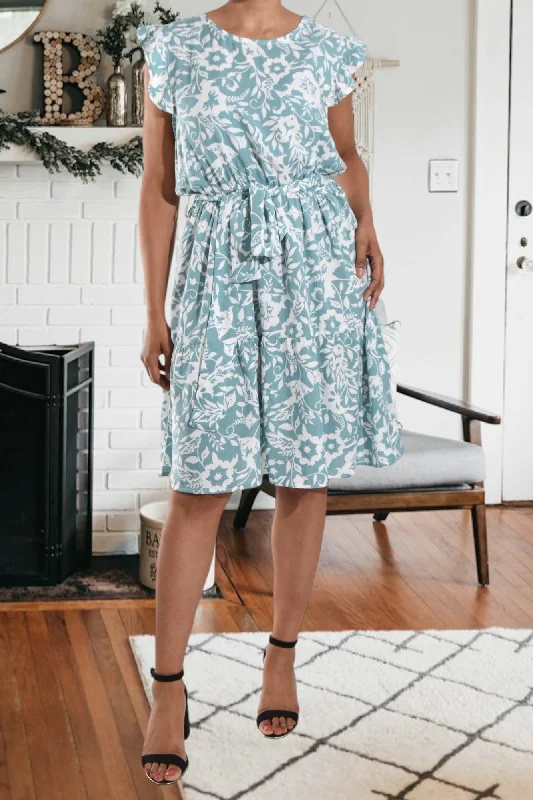 Sage Ruffle Tie Mini Dress Fashionable Party Mini Dress