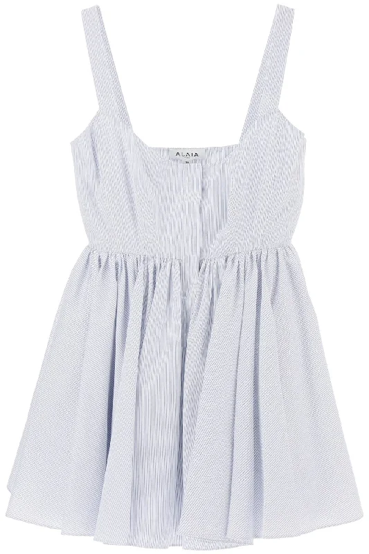 Skater Poplin Mini Dress  - White Elegant Satin Lace Mini Dress