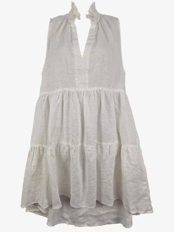 Saba V Neck Linen Mini Dress Size S Casual V-Neck Mini Dress