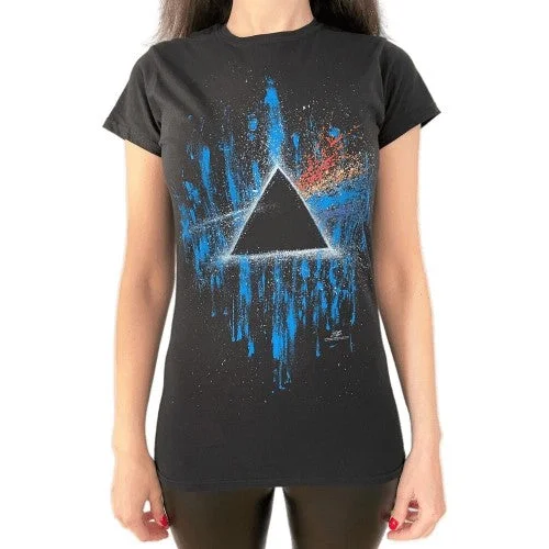Pink Floyd Womens/Ladies Dark Side Of The Moon Splattered T-Shirt-- Welt Pockets Slit Pockets Flap Pockets Pink Floyd Womens/Ladies Dark Side Of The Moon Splattered T-Shirt-- Welt Pockets Slit Pockets Flap Pockets