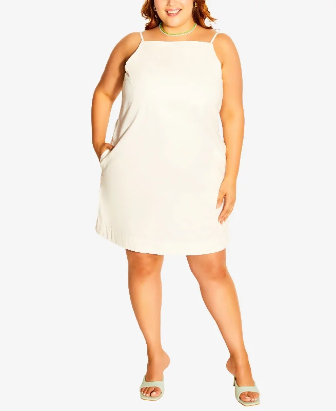 Trendy Plus Size Denim Audrey Mini Dress Chic Tropical Mini Dress