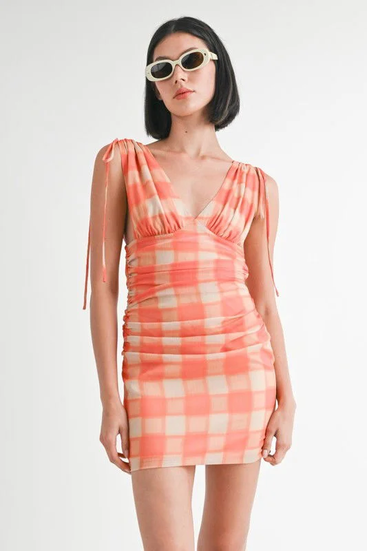 Shirred Mini Dress With Shoulder Tie Cozy Jersey Mini Dress