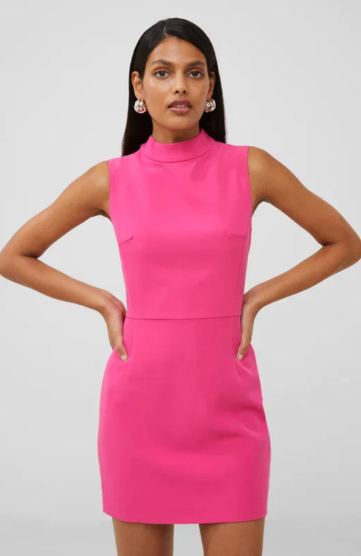 French Connection - Echo Crepe Mock Neck Mini Dress Comfortable Boho Mini Dress