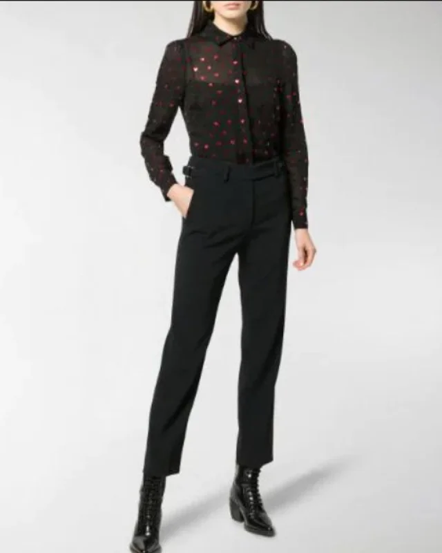 Black Sheer Heart Blouse Office-Ready Blouse