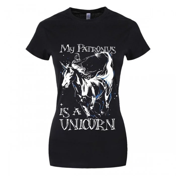 Grindstore My Patronus Is A Unicorn Ladies T-Shirt-- Solid Color Striped Floral