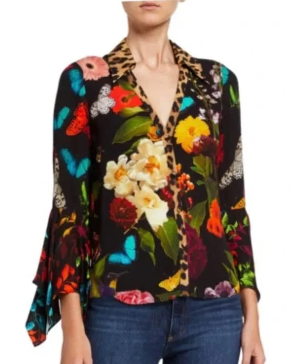 "Randa Mix Blouse" Silky Draped Blouse
