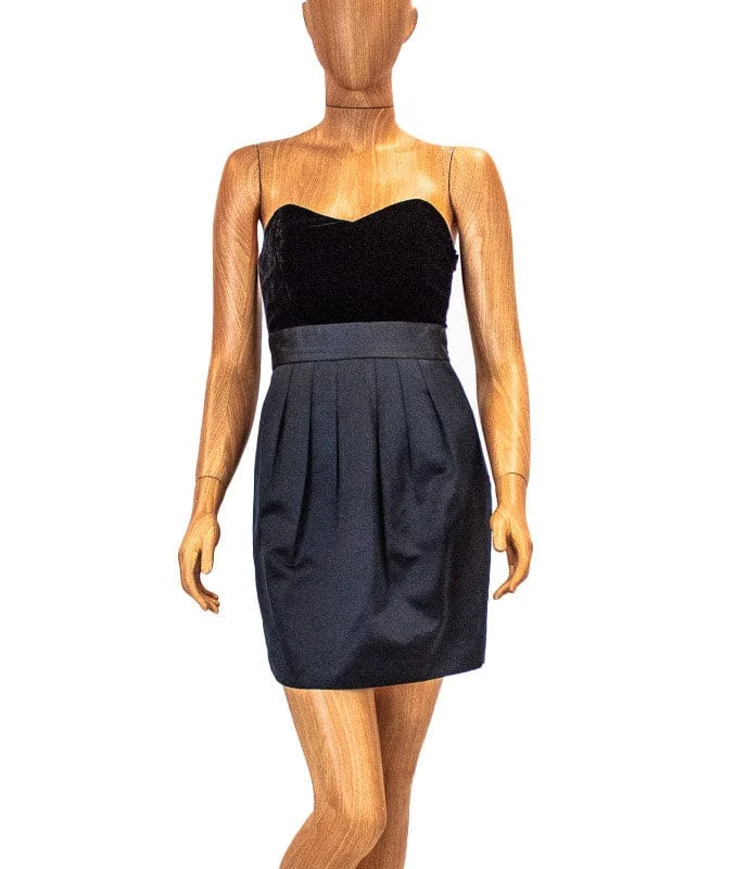 Black Strapless Mini Dress Trendy Tulle Mini Dress