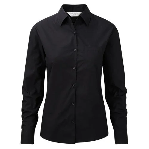 Jerzees Ladies/Womens Long Sleeve Pure Cotton Work Shirt-- Sequined Glittery Shiny