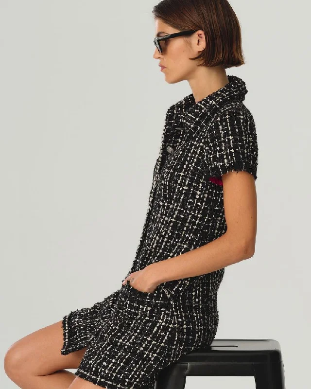 Tweed Mini Dress - Black Comfortable Linen Mini Dress