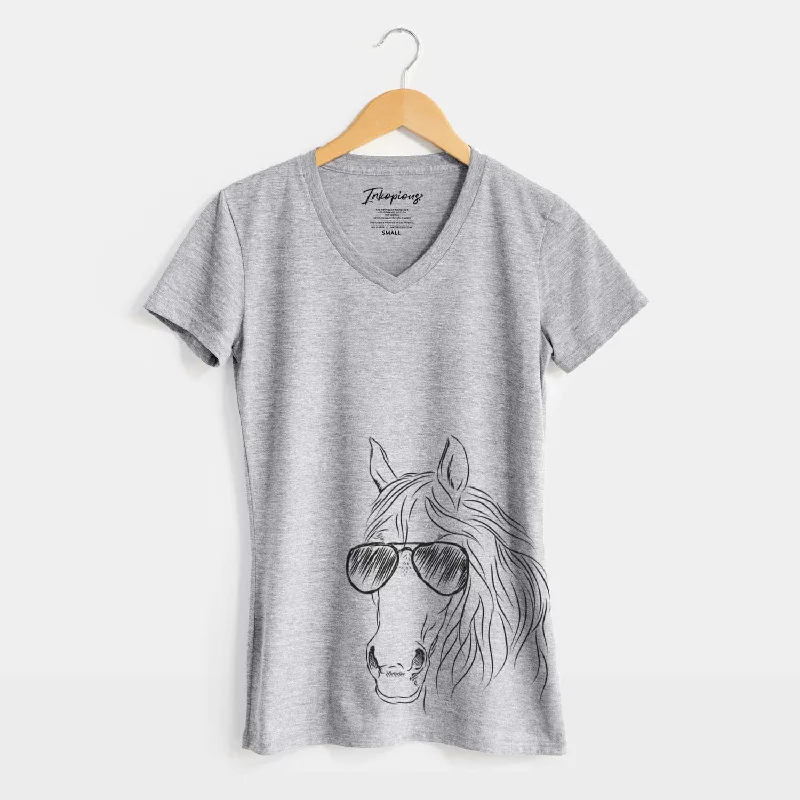 Aviator Aria the Horse - Women's V-neck Shirt-- Chenille Brocade Lace