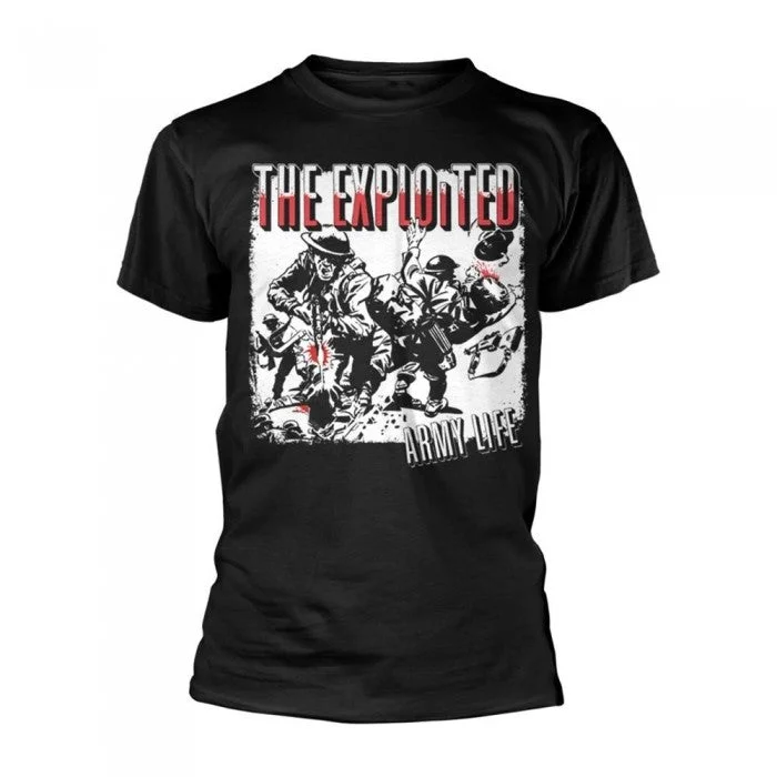 The Exploited Unisex Adult Army Life T-Shirt-- Silk Blend Satin Velvet