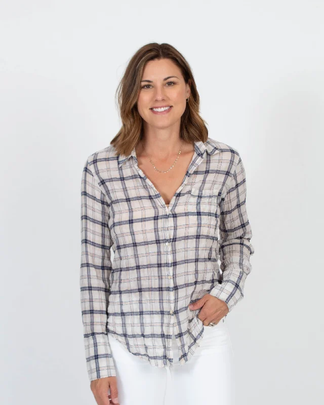 Plaid Button Down Blouse Everyday Stylish Blouse