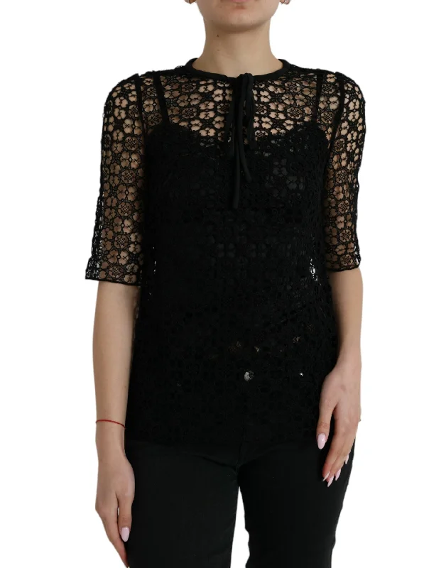 Dolce & Gabbana Elegant Floral Lace Blouse Women's Top Elegant Embroidery Blouse