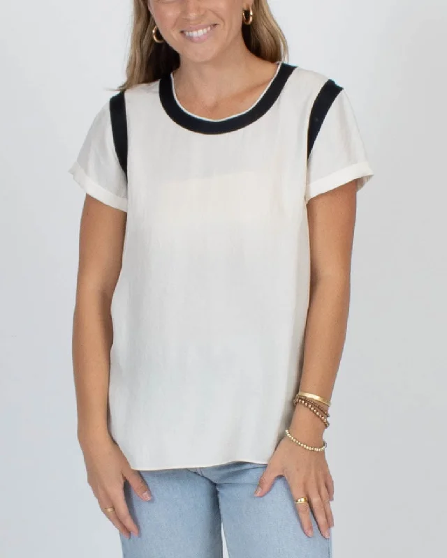 Contrast Trim Blouse Satin Long Blouse