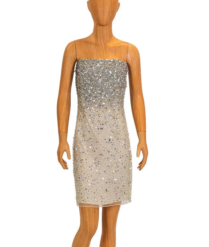 Strapless Silk Sequin Mini Dress Stylish Summer Mini Dress