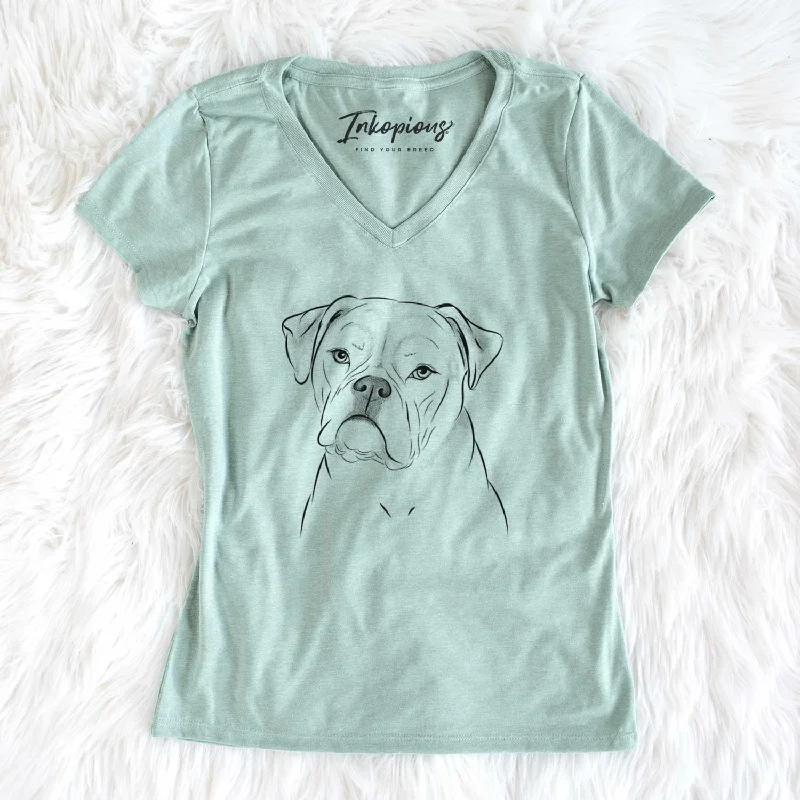 Bare Babe the AmericanBulldog - Women's V-neck Shirt-- Collared T-Shirt Boat Neck A-Line Bare Babe the AmericanBulldog - Women's V-neck Shirt-- Collared T-Shirt Boat Neck A-Line