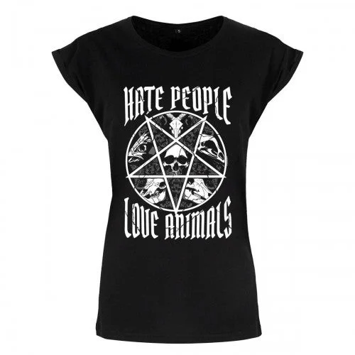 Grindstore Womens/Ladies Hate People Love Animals T-Shirt-- Cotton Fabric Linen Fabric Terry Fabric Grindstore Womens/Ladies Hate People Love Animals T-Shirt-- Cotton Fabric Linen Fabric Terry Fabric