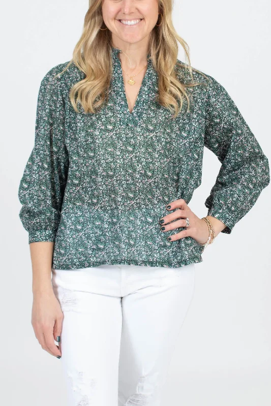 "Birds of Paradis" Floral Blouse Embroidered Floral Blouse