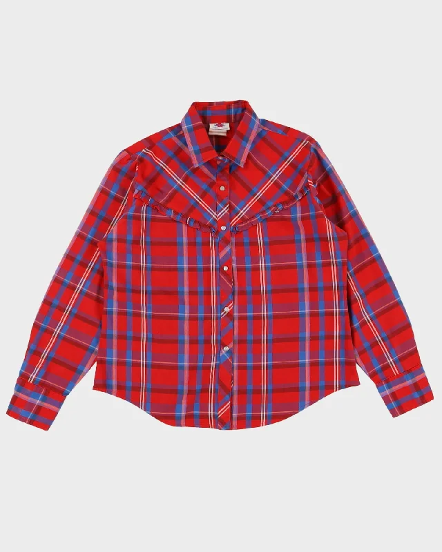 Vintage 1990s MWG Red Checked Western Blouse - M Boho Chic Blouse
