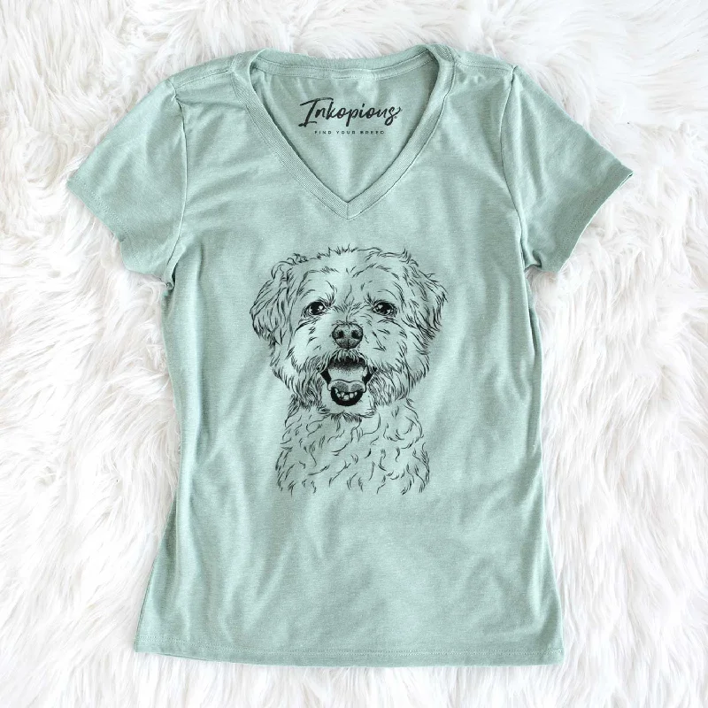Bare Belle the Maltipoo - Women's V-neck Shirt-- Modern Contemporary Chic