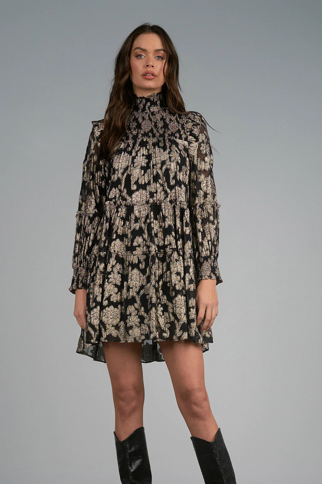 The Soiree Mini Dress by Elan - Black Elegant Lace Mini Dress