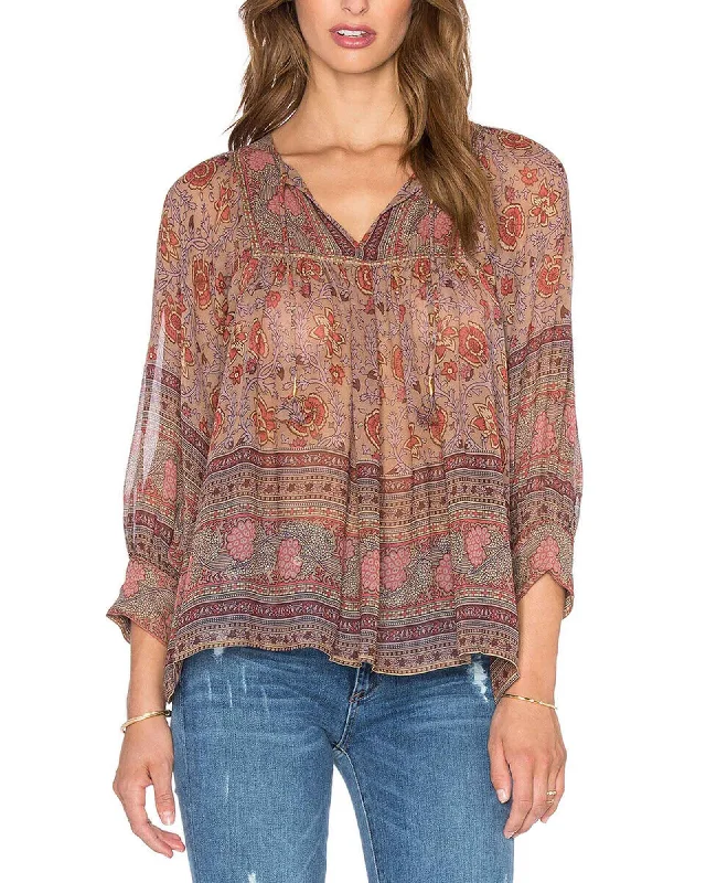 "Bea" Silk Blouse Lightweight Tunic Blouse