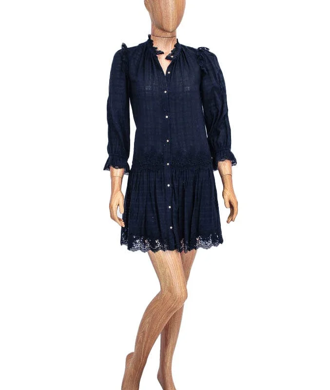 Long Sleeve Cotton Mini Dress Comfortable Boho Mini Dress